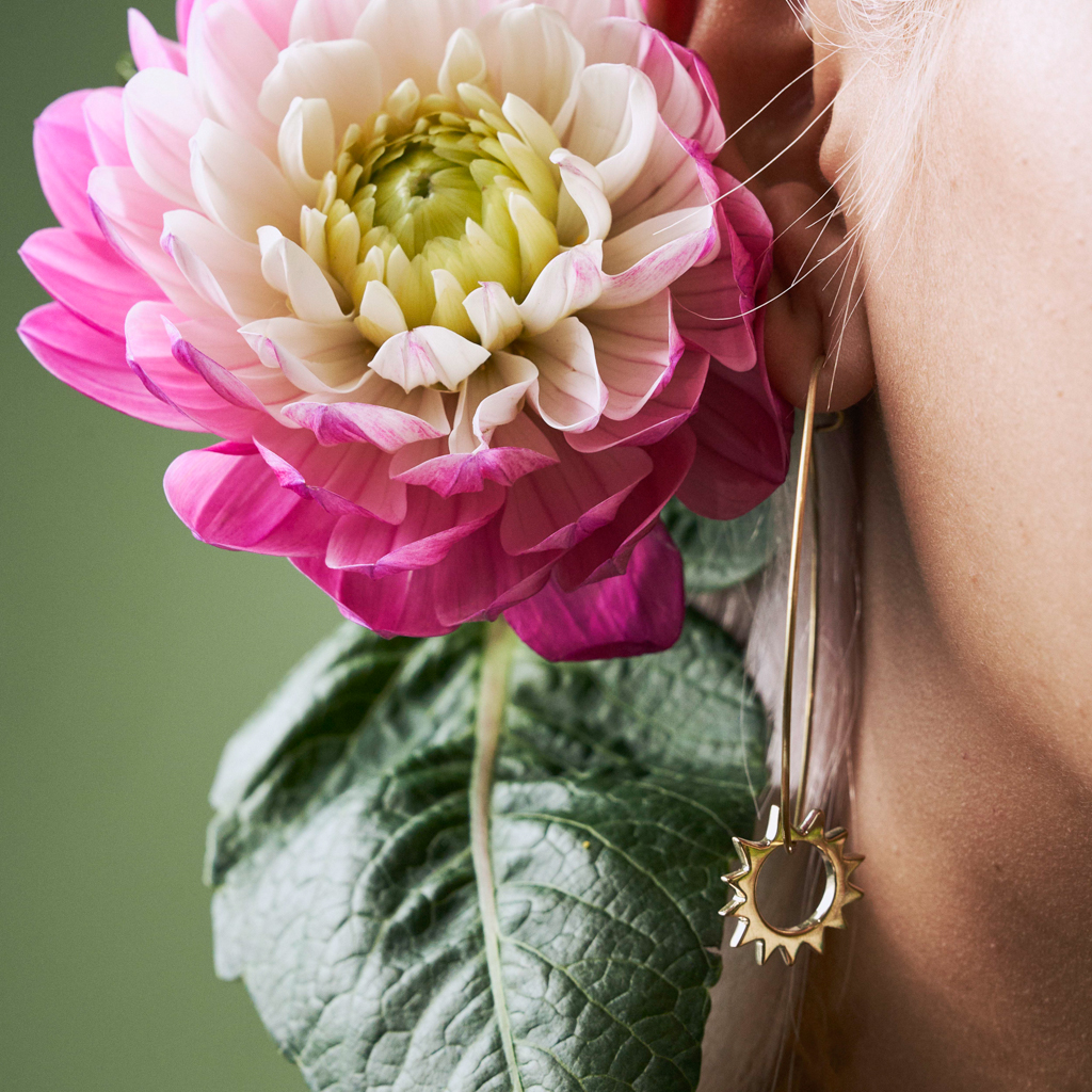 Solar Large Charm Hoop Earrings