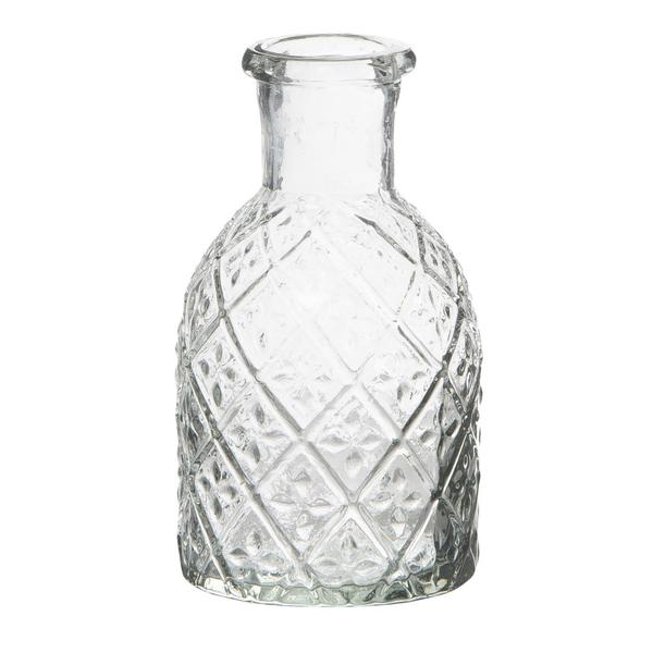 Small Glass Apothecary Bottle Or Candle Holder Patterned