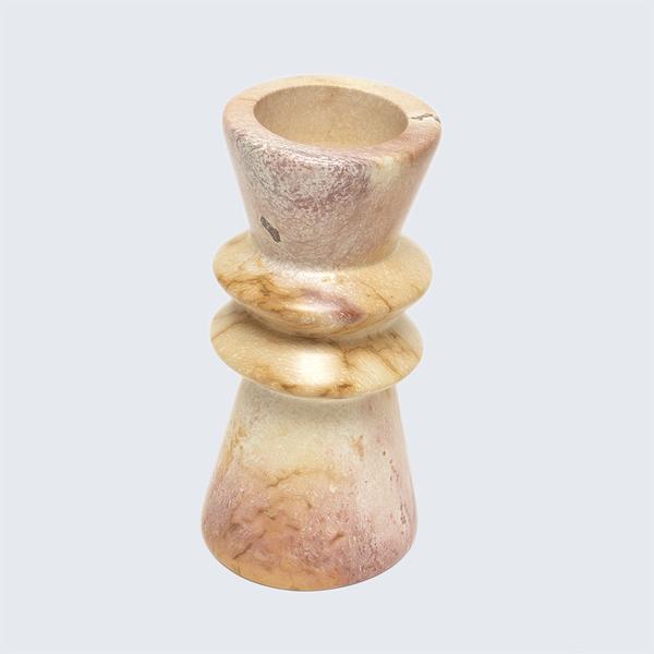 Kenyan Soapstone Tealight Holder 'Marbled Pink&#x27