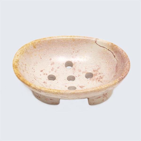 Kenyan Soapstone Oval Soap Dish 'Marbled Pink&#x27