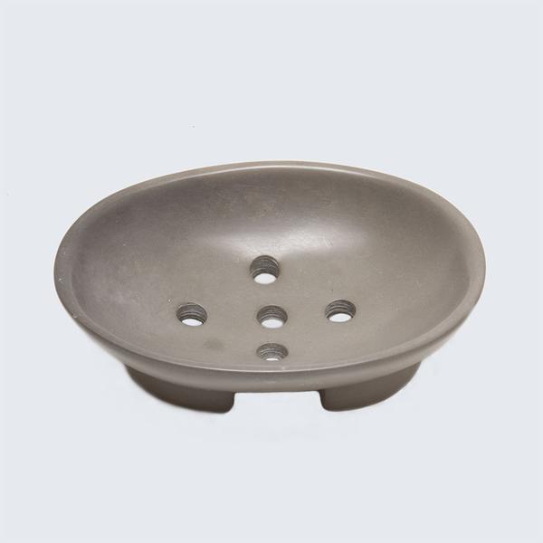 Kenyan Soapstone Oval Soap Dish 'Smokey Grey&#x27