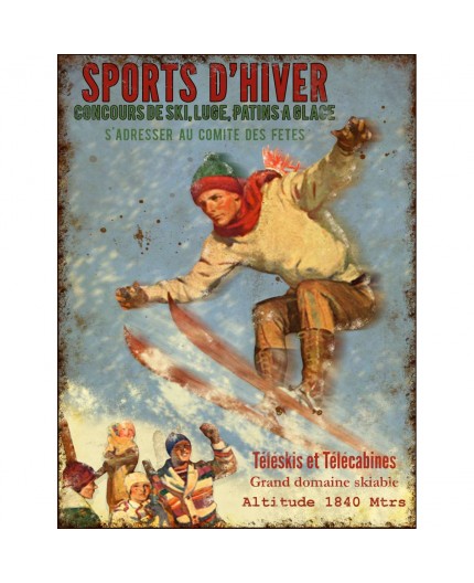ANTIC LINE Wall Metal  Sign "Sports D'Hiver"