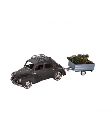 ANTIC LINE Metal Car with Trailer and Fir Tree