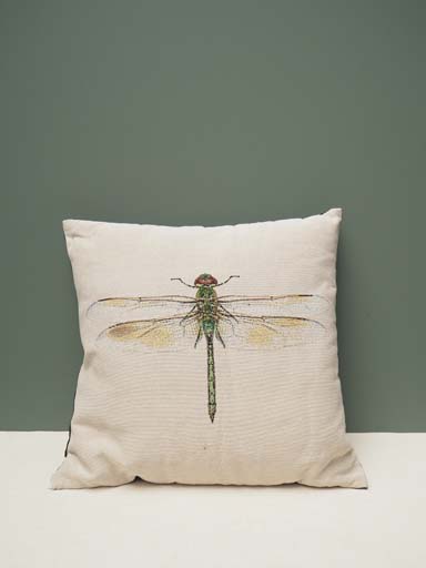 Chehoma White Dragonfly Print Cushion