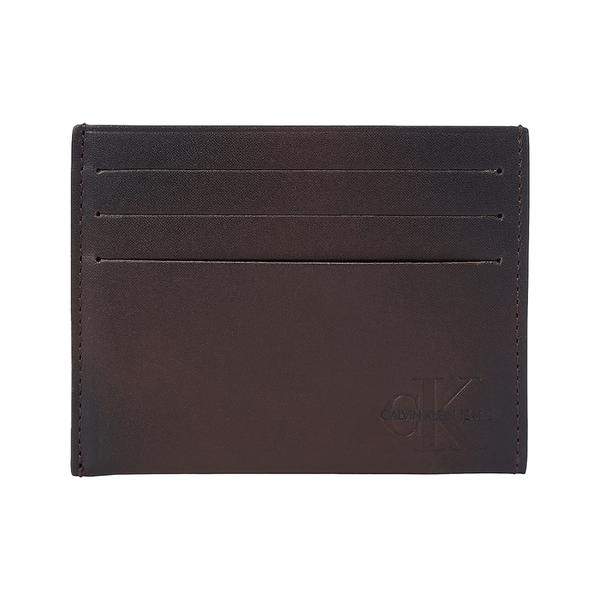 Calvin Klein Logo Leather Cardholder Wallet Bitter Brown