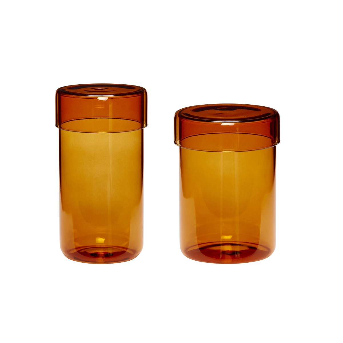 Hubsch Set of 2 Tall Amber Glass Storage Jars with Lids