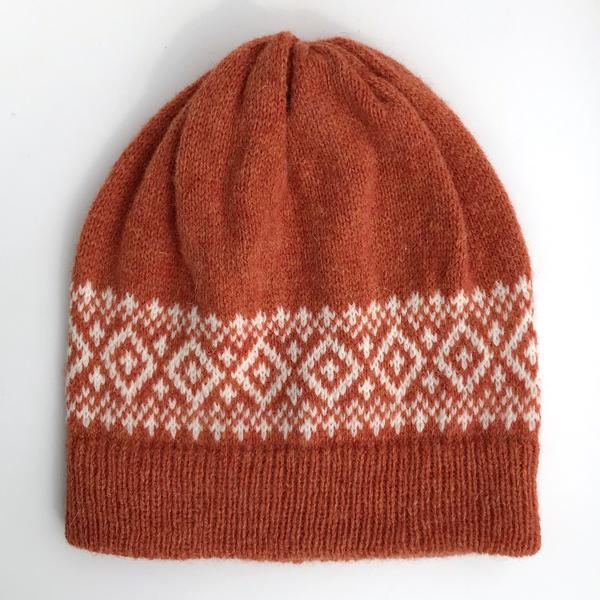 Burnt Orange Fair Isle Hat