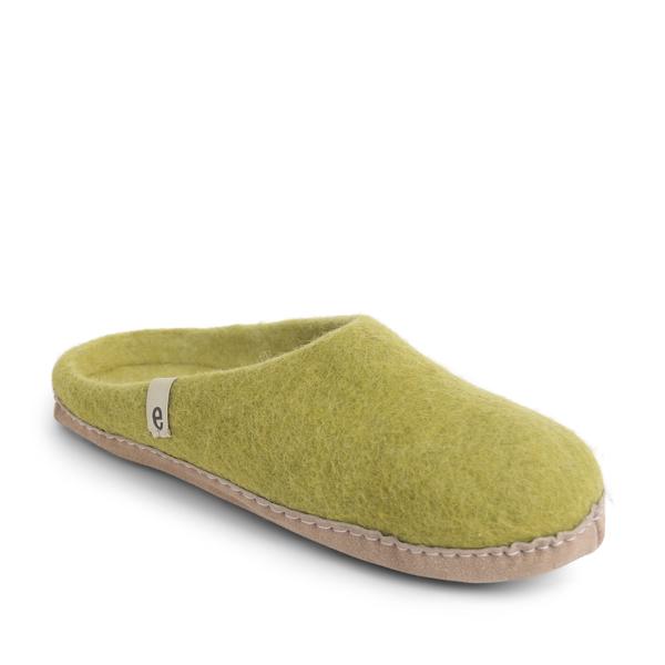 Lime Green Fair Trade Felt Slippers