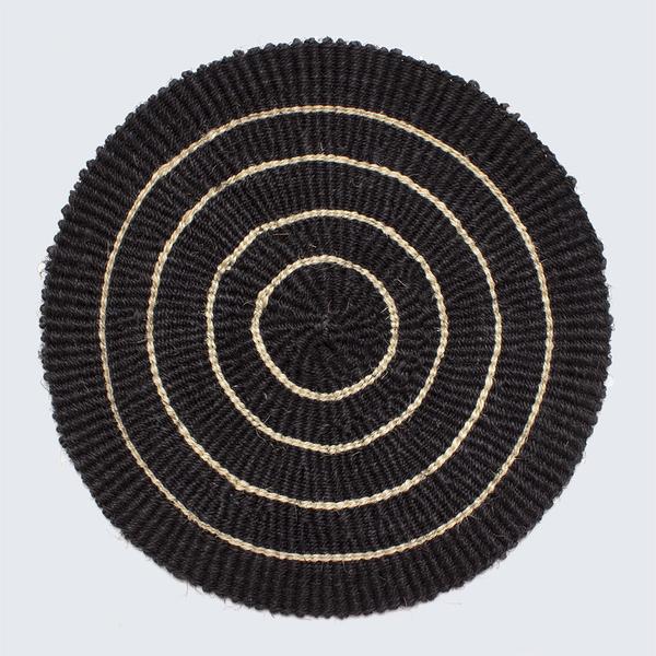 Handwoven Sisal Circle Table Mat Placemat Charcoal And Natural