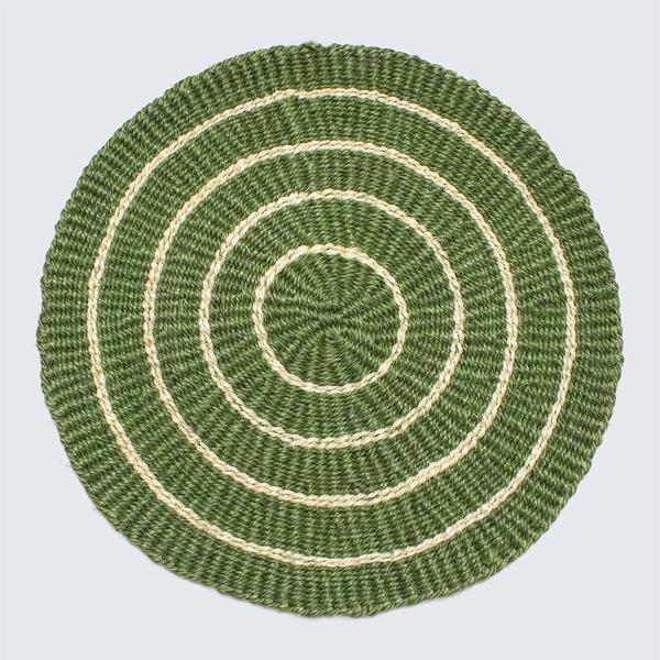 Handwoven Sisal Circle Table Mat Placemat Green And Natural