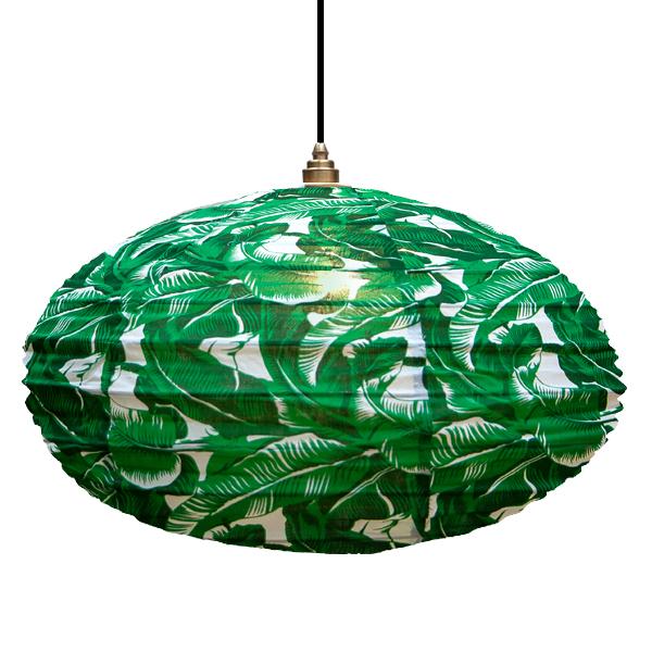 Curiouser and Curiouser Small 60cm Green And Cream Foliage Cotton Pendant Lampshade