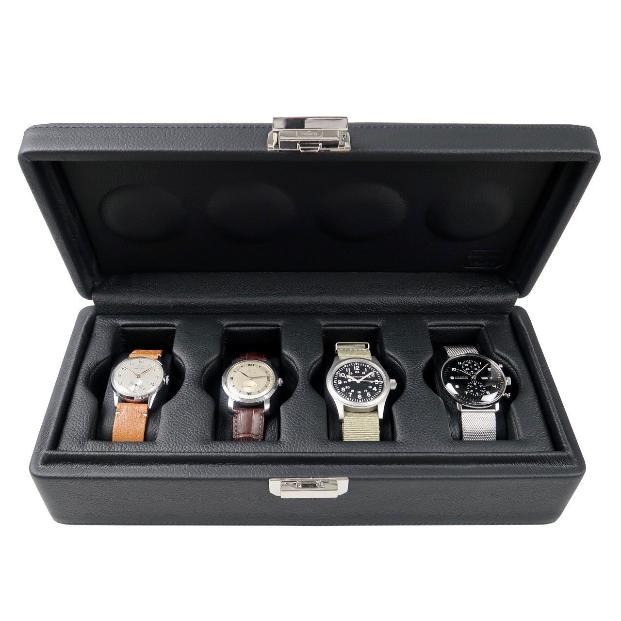 Scatola del Tempo Black Valigetta 4 - Leather Watch Case for Four Watches