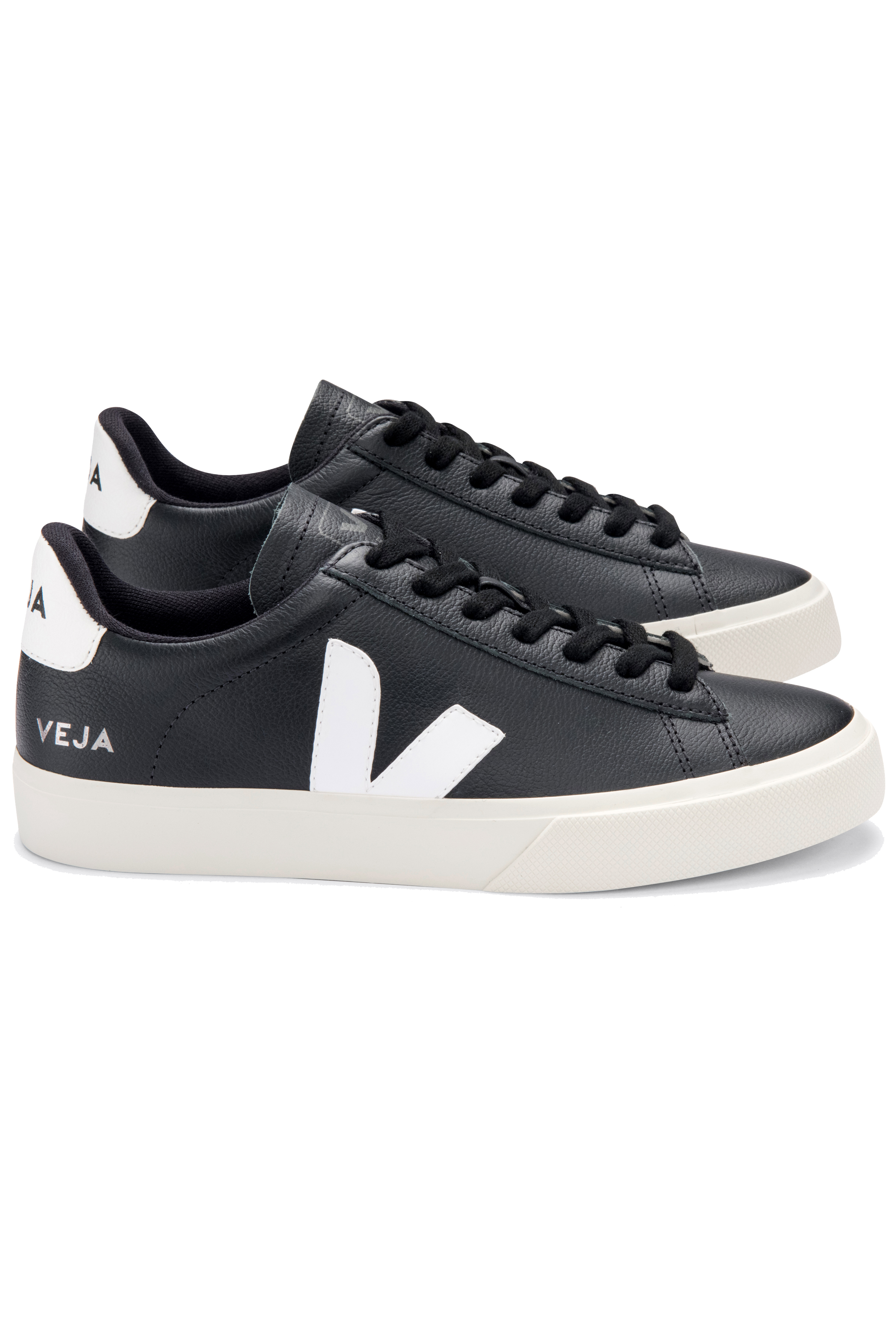 Veja Campo Chrome Free Leather Trainers Shoes - Black White