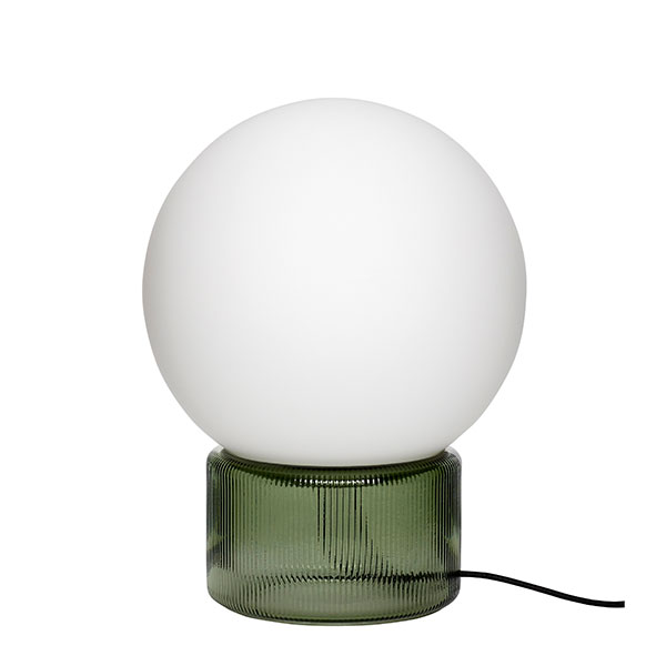 Mink Interiors Scandic Table Lamp - White Globe + Green Fluted Glass
