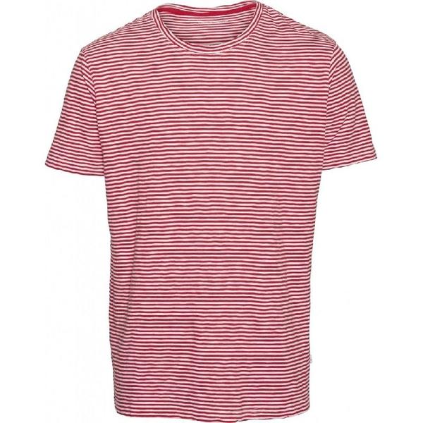 Knowledge Cotton Apparel  Alder Narrow Striped Tee Red