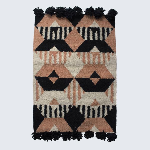 Woven Kenyan Wall Hanging Rug Geo Pink