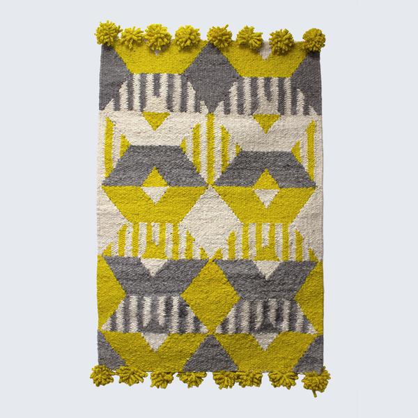 Woven Kenyan Wall Hanging Rug Geo Yellow