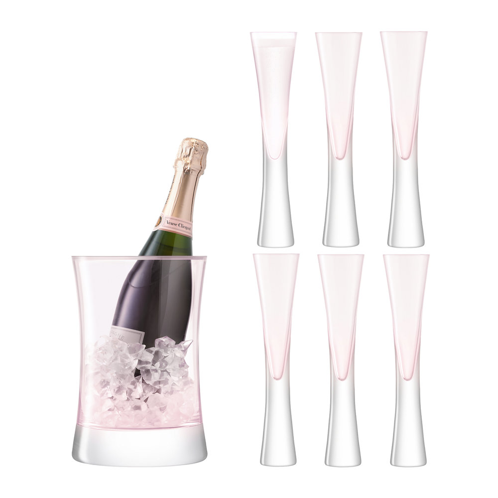 LSA International Moya Blush Champagne Serving Set - Ice Bucket & Flutes