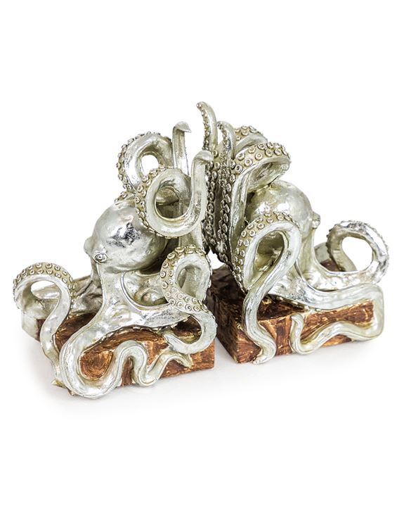 MOR Interiors Silver Plated Resin Octopus Bookends