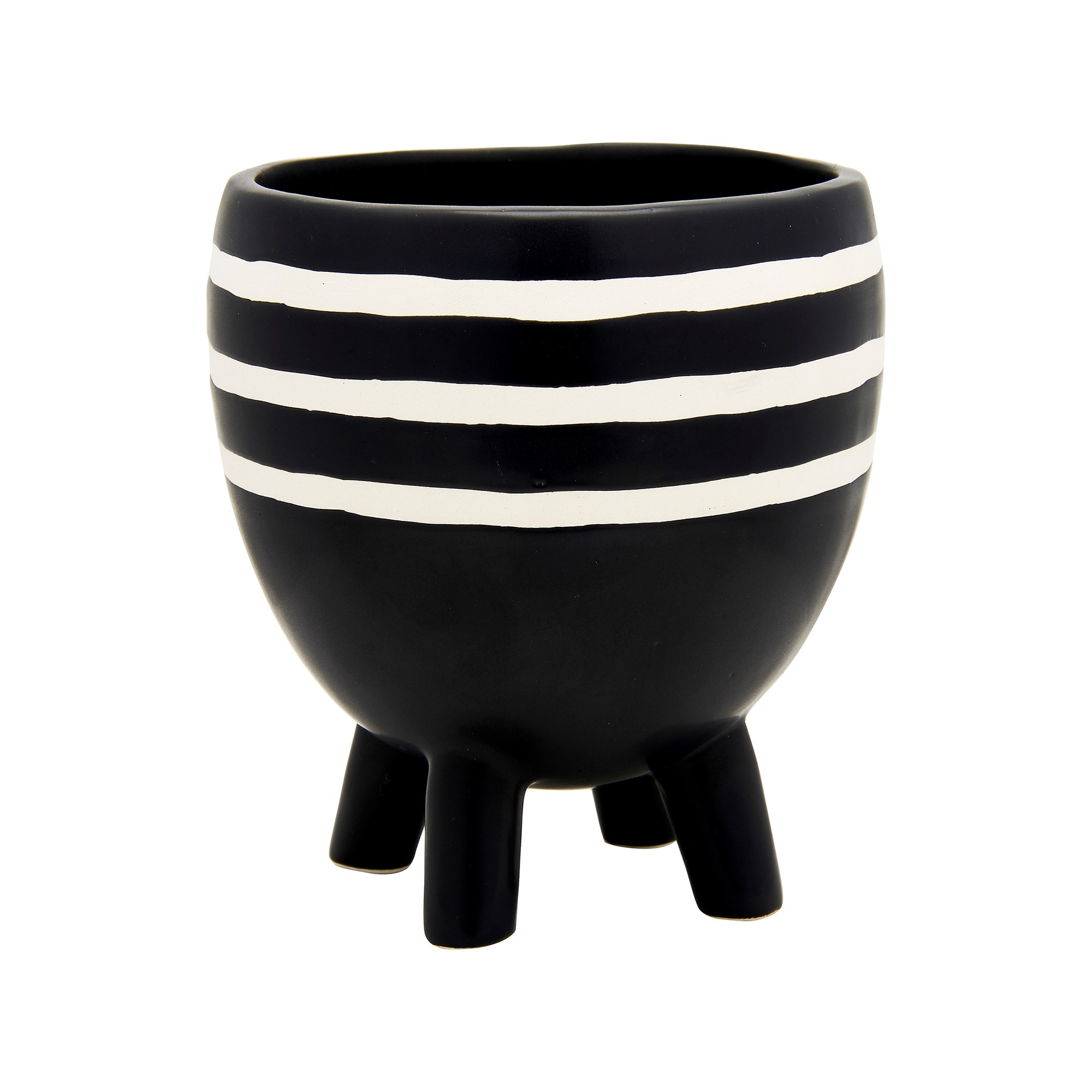 Sass & Belle  Black Striped Porcelain Planter with Legs
