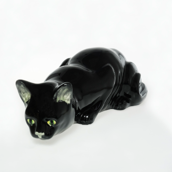 Bordallo Pinheiro Decorative Naturalistic Earthenware Black Cat