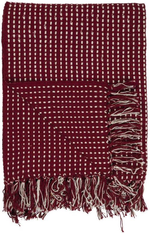 Ib Laursen Red Cotton Blanket with Fringes