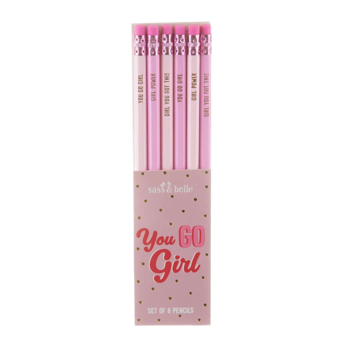 Sass & Belle  Set of 6 Pink Girl Power Pencil Box