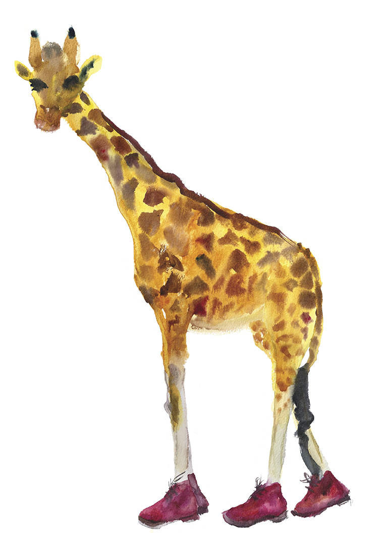 Rosie Webb  Giraffe in Boots A3 Print
