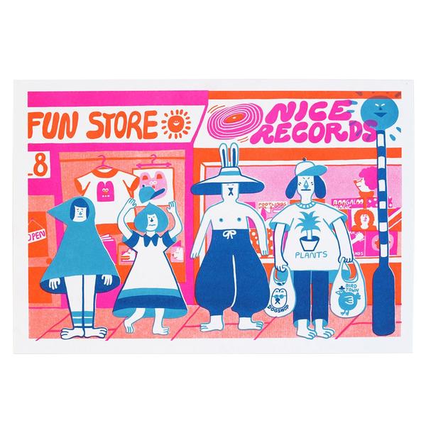 Yuk Fun Happy Shoppers Riso Art Print
