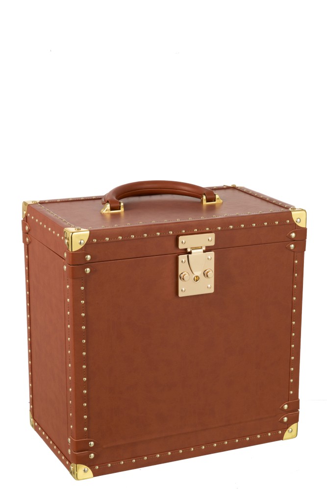 J-Line Suitcase Carafe, Glass & Ice Bucket - PU Cognac 