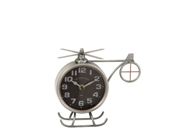 J-Line Clock Helicopter Iron Grey 