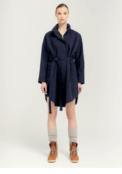 Bris Poncho Coat Dark Navy