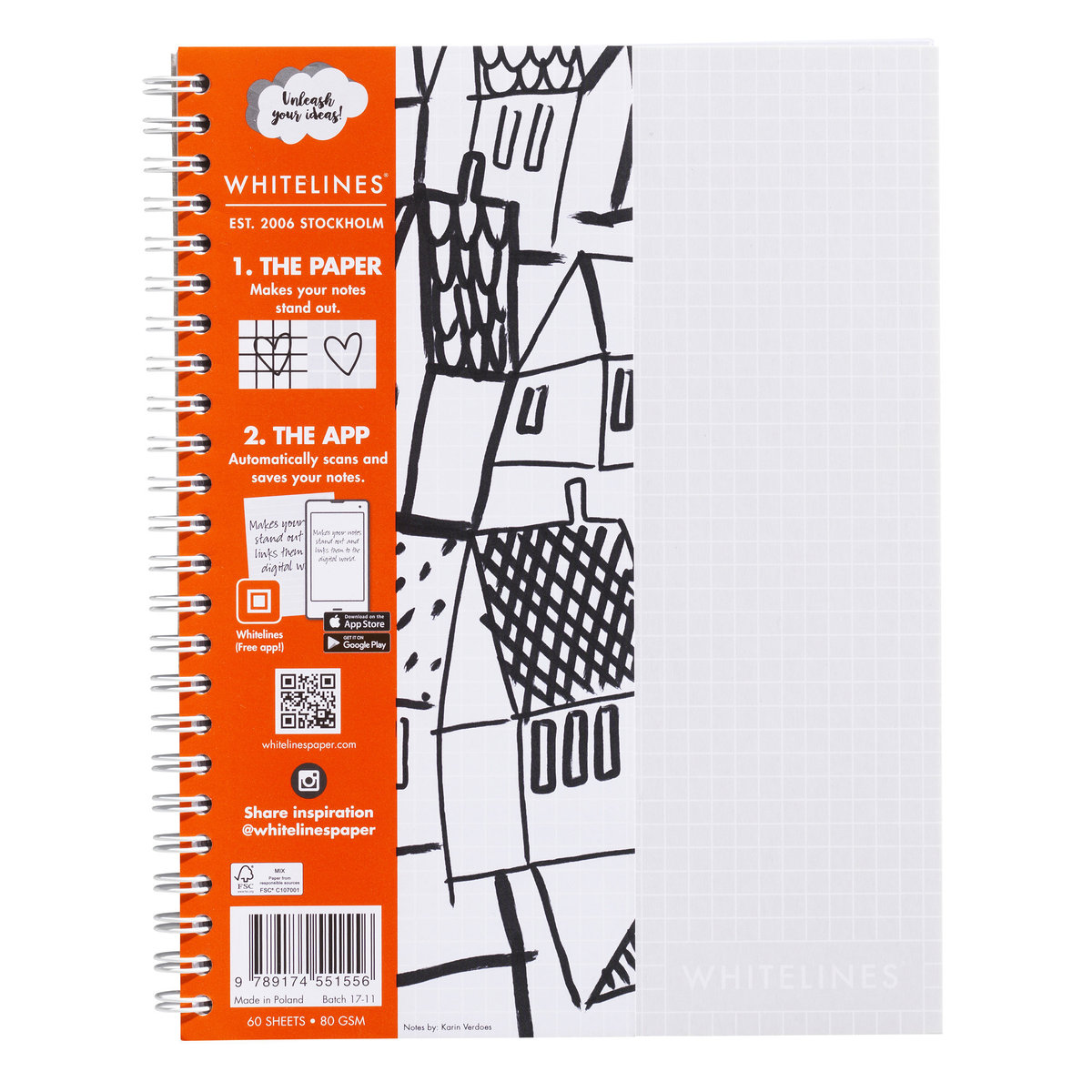 Whitelines  A5 Gridded Soft Cover Whitelines Notebook