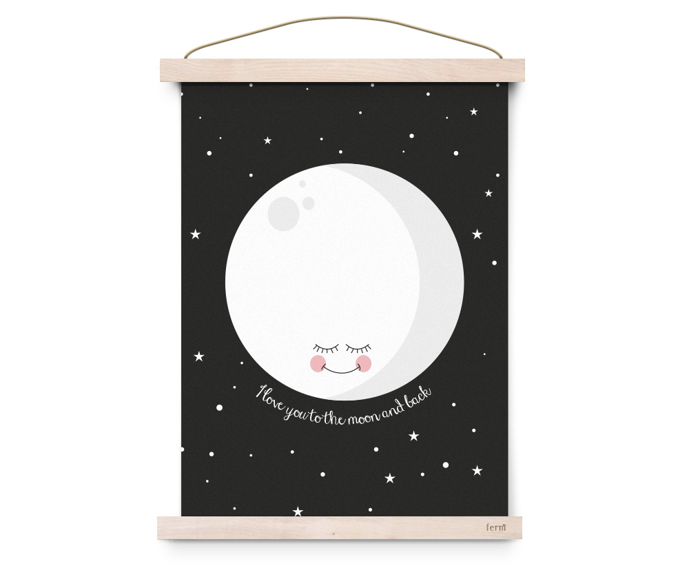 Eef Lillemor Black and White I Love You to the Moon and Back Poster