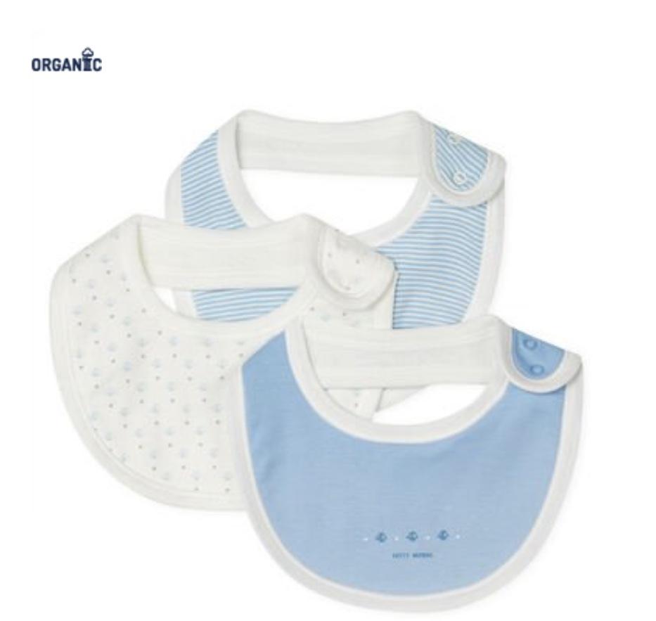 3 Pack Of Bibs Blue