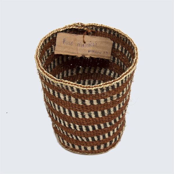 Rose Check Kenyan Sisal Traditional Basket Mini