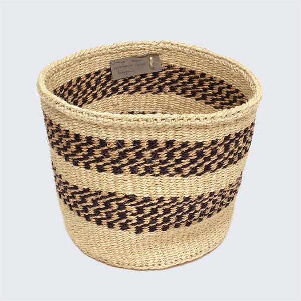 Kenyan Sisal Basket Jamila Tan White