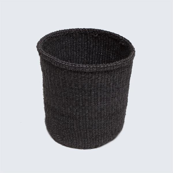 Kenyan Sisal Basket Small Block Charcoal