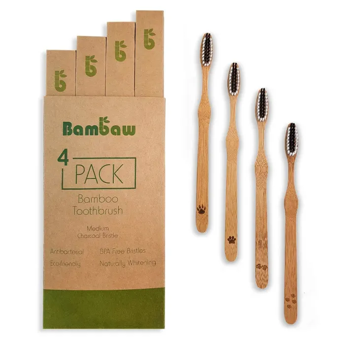 Bambaw Organic Bamboo Toothbrush 4 pcs Soft