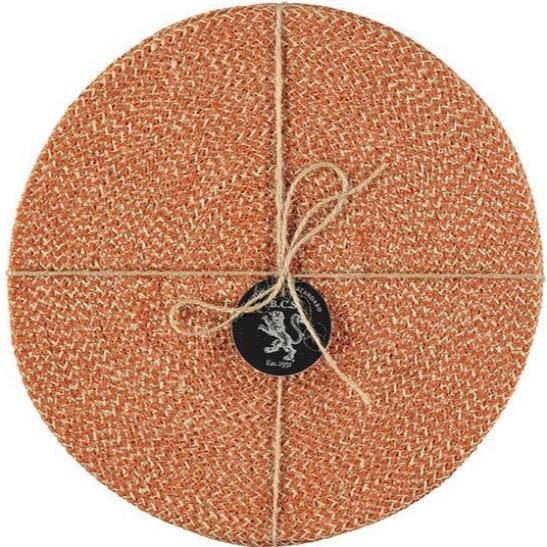 Set of 4 Tangerine Jute Placemats