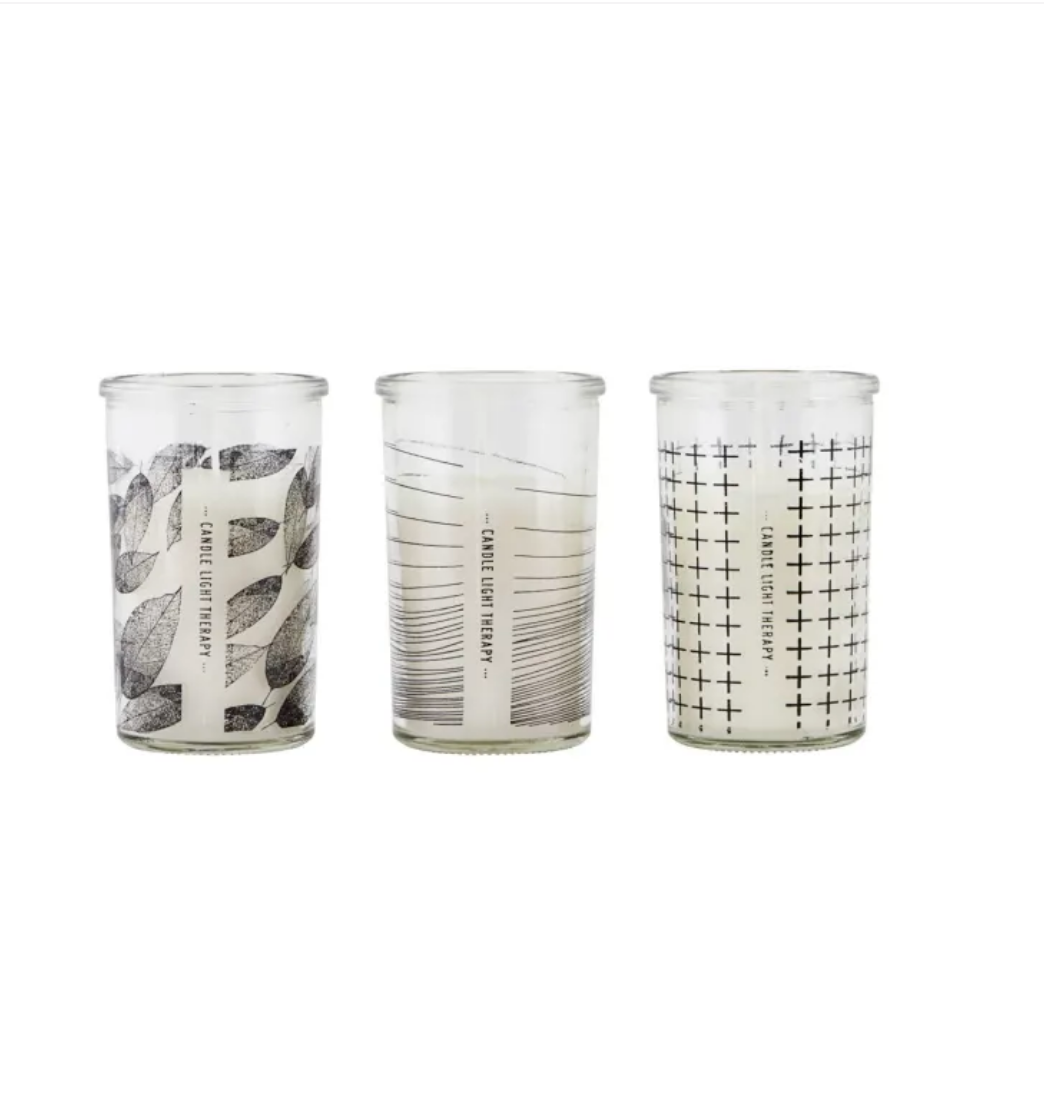 House Doctor Set of 3 Glass with Candle