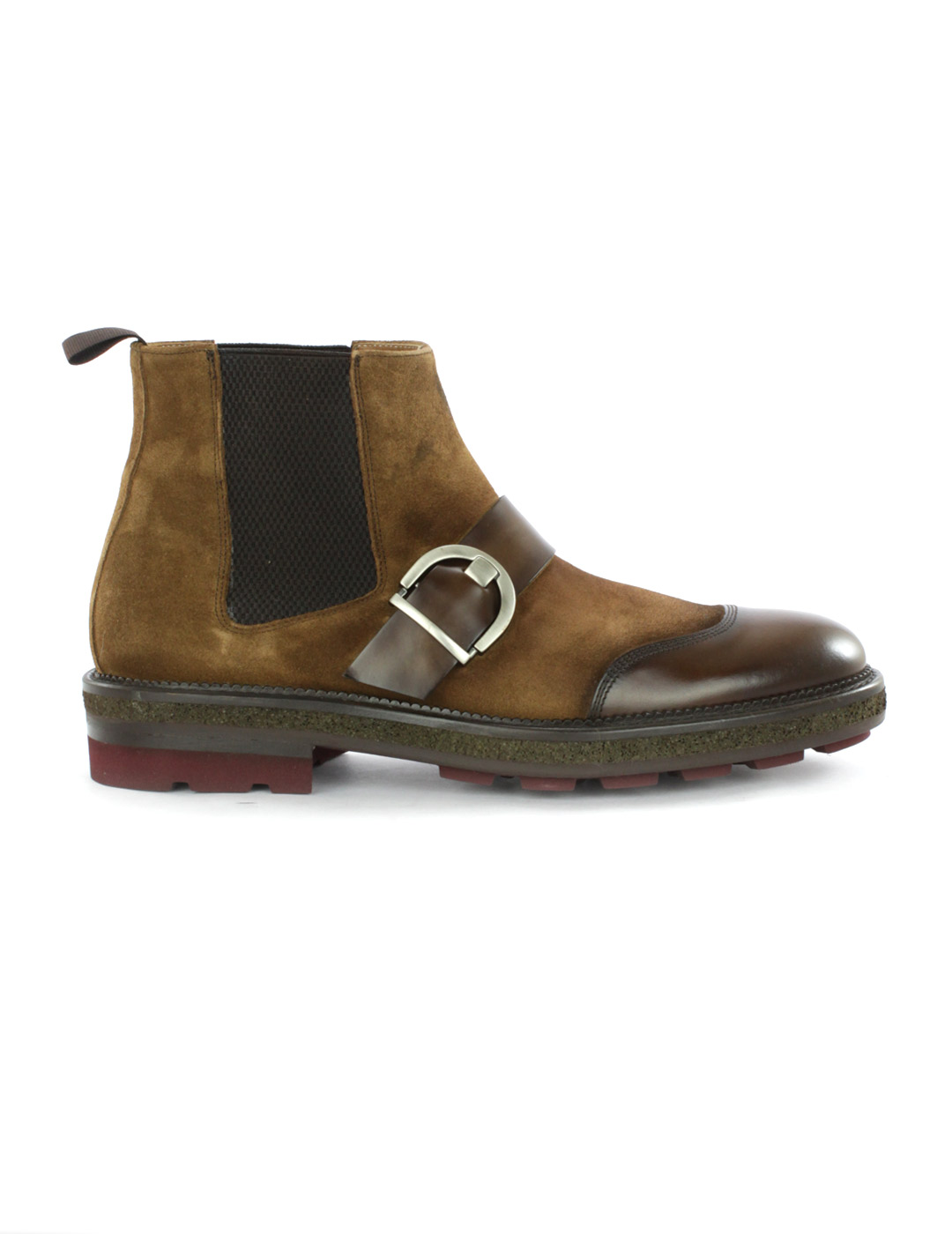 Chelsea Boots Contrast Buckle Brown