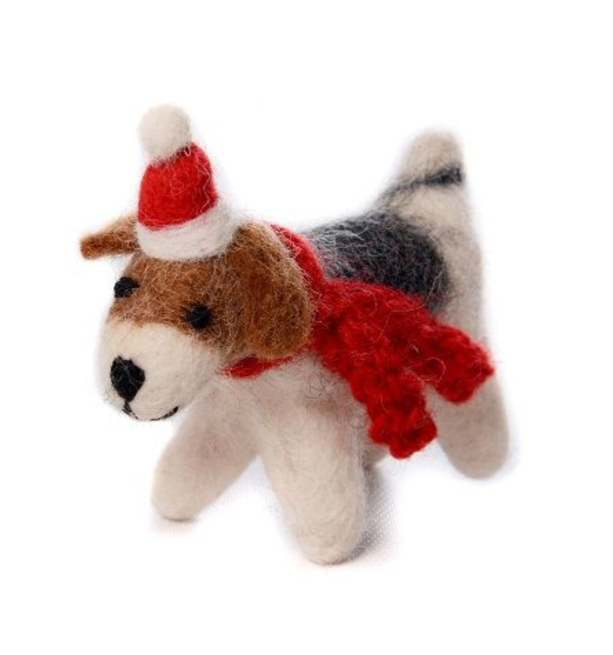 Amica Fox Terrier with Hat & Scarf Decoration