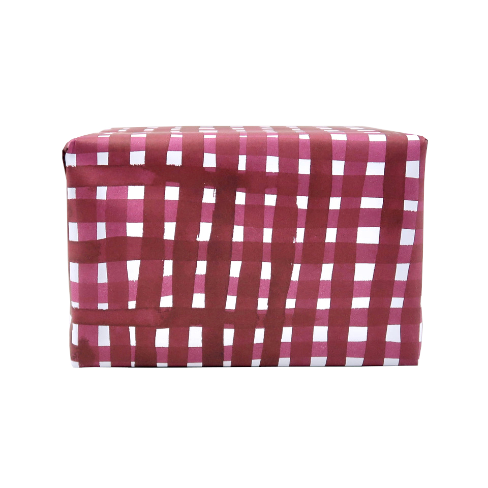Black Bough 10 Sheets of Ruby Gingham Giftwrap