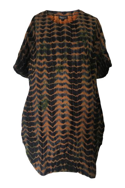 Deep Orange and Dark Indigo Raga Felixa Wool Woven Top