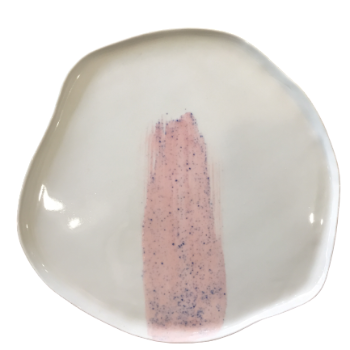 Manu Souza Large Ceramic Plate - Pink Brush Stroke