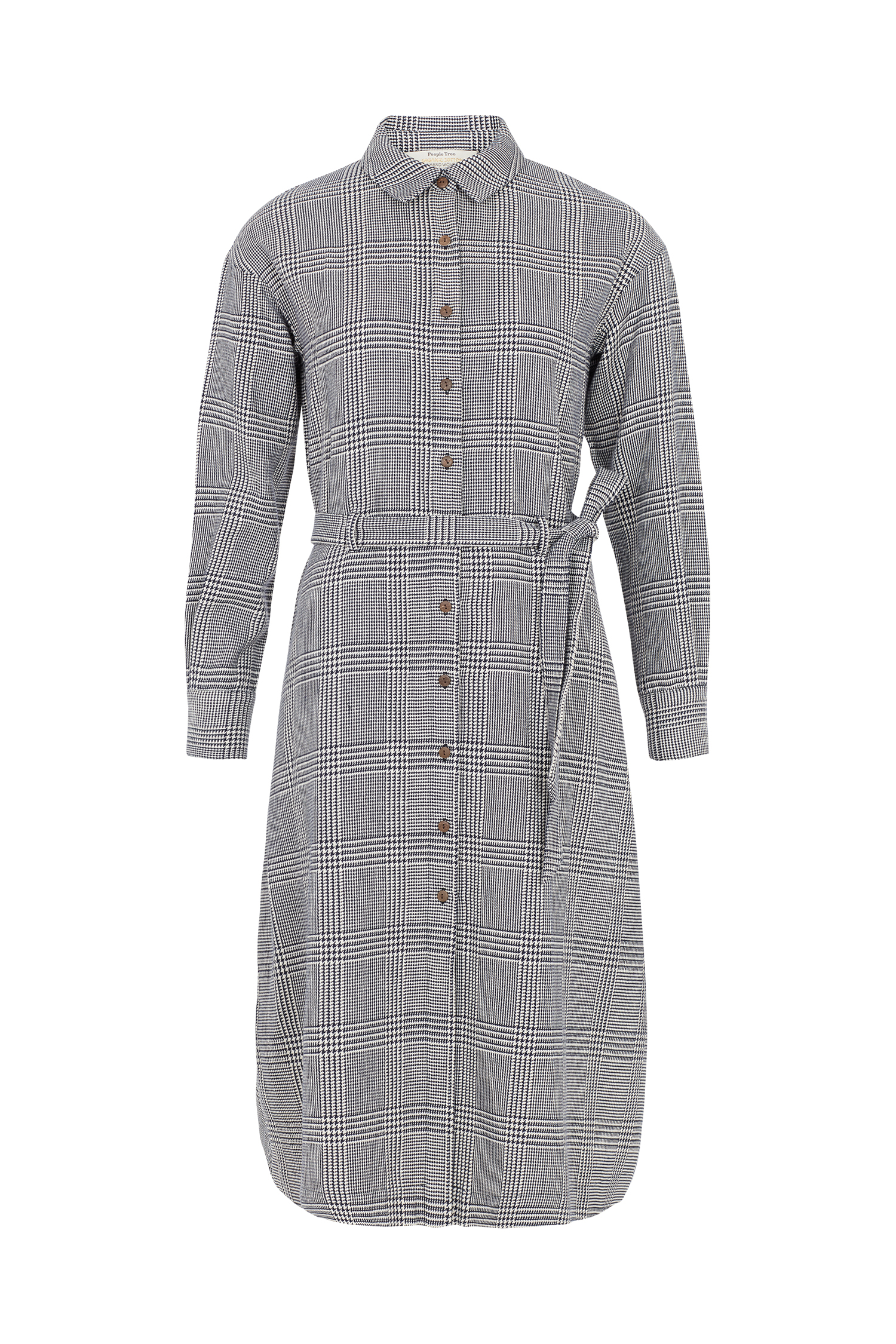 People Tree Navy and Eco white Asta Checked Shirt Dress