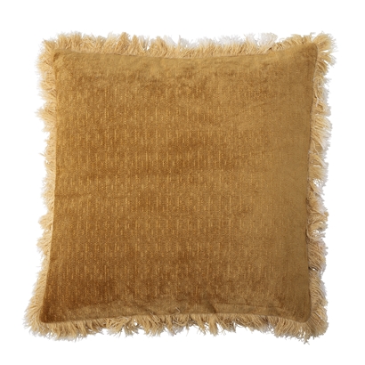 Bloomingville Fringed Cushion L45xL45 cm Ocher with Filling Included