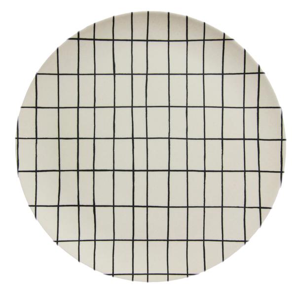 Nuukk Bamboo Plate White Grid