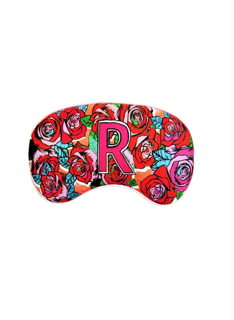 Jessica Russell Flint Silk Alphabet Eye Mask - R for Roses 